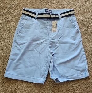 The Children's Place Light Blue Chino Shorts Striped Belt Size 10 Boys